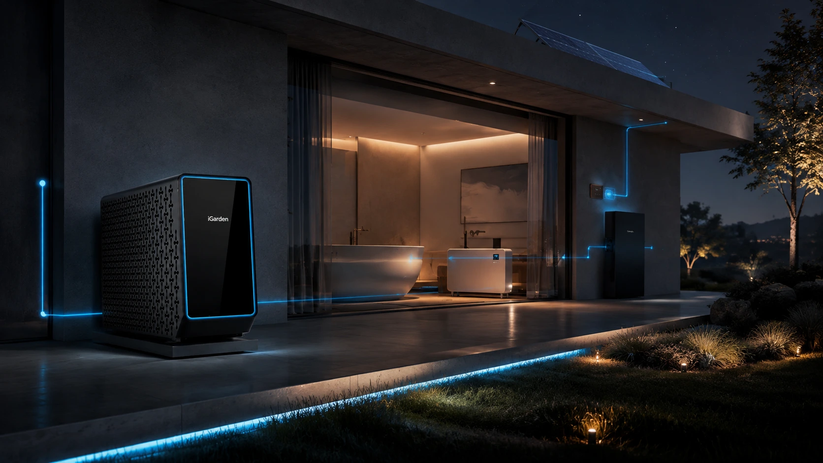 iGarden-Energiesystem mit Wärmepumpe und Energiespeicher